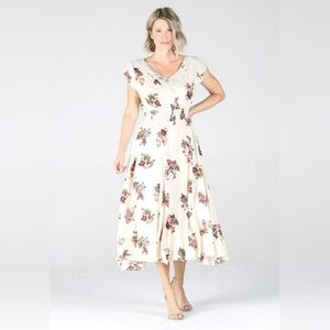 Nostalgia Floral Printed Maxi Dress with Crochet Neckline